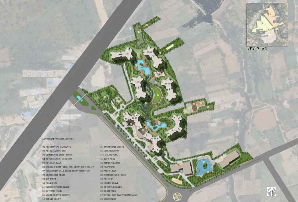 Godrej MSR City Devanahalli - Master plan showing the 62-acre township layout with towers and 20 acres of green spaces